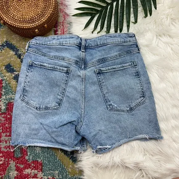 Old Navy High Waist Distressed OG Straight High Rise Denim Jean Shorts 10 - Picture 2 of 5